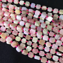 Натуральные необработанные минеральные Перу розовый опал плоский квадратный куб Гладкие бусины подходят для ювелирных изделий 05517