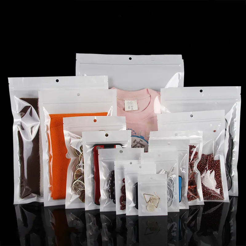 

Self-sealing zipper Pearl white bone bag translucent plastic bag mobile phone shell opp plastic bag can be customized