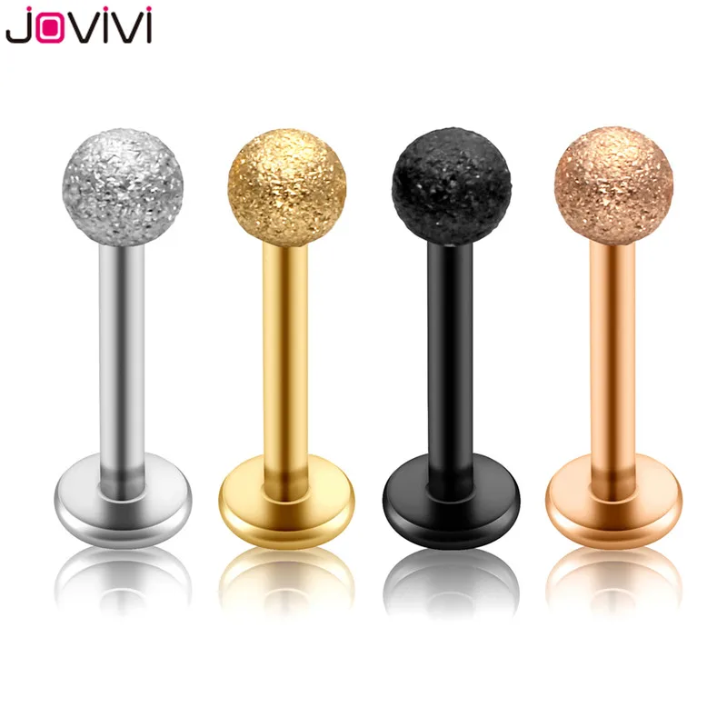 

Jovivi Stainless Steel 16G Labret Monroe Lip Rings Cartilage Helix Tragus Nose Piercing 3mm Matte Ball 8mm Straight Bar Barbell