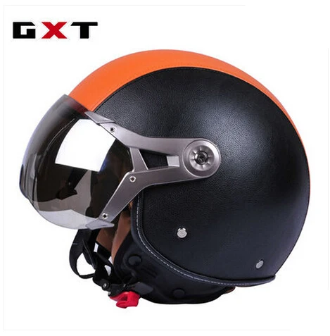 Мужские moto rcycle винтажные шлемы мужские ретро мото rbike скутер Casco moto cross riding шлем moto rcyclist Шлемы Аксессуары - Цвет: Orange PU