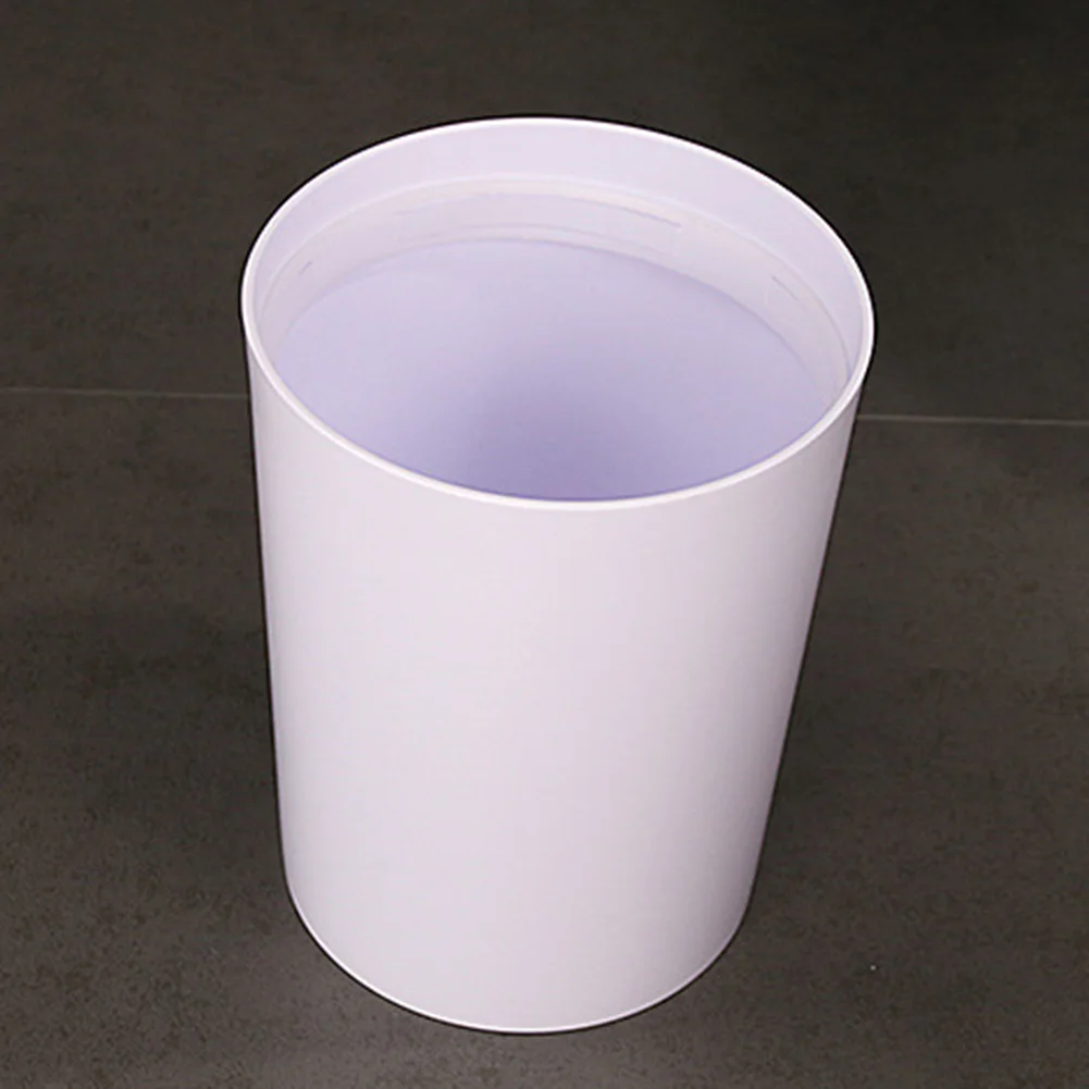 Round Trash Can Fingerprint-Proof Plastic Garbage Container Living Room Kitchen Bathroom TB Sale