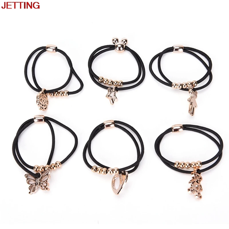 

JETTING Double Layer Rubber Band Girls Gum for Hair Female Rhinestone Ball Star Elastic Hair Bands New Year Party Gift