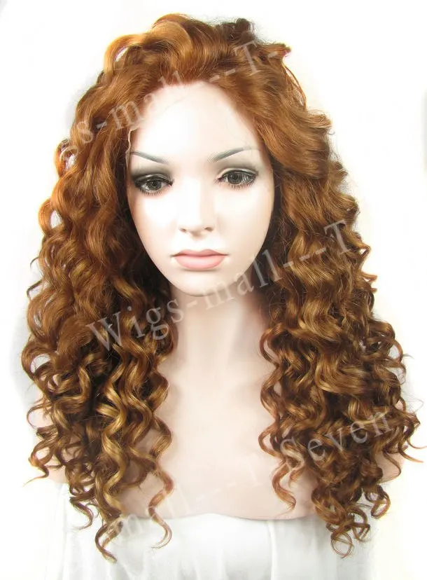 Afro Kinky Curly Style dirty Blonde Synthetic Lace Front Wig heat resistant Mixed Color drag queen wigs Free shipping |