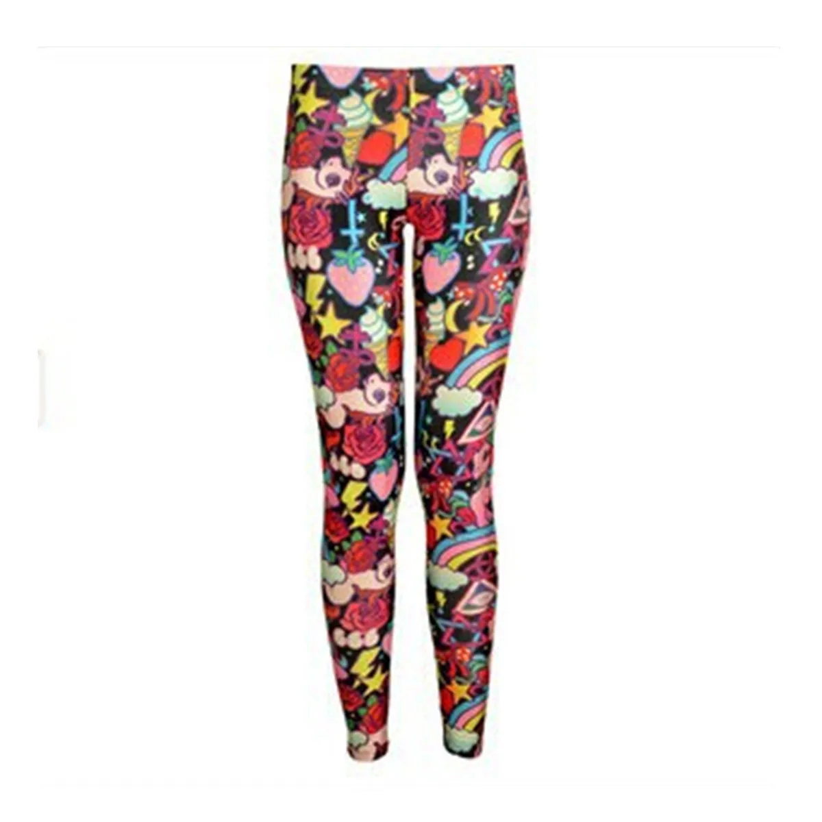 

Floral Leggings Colorful Sexy Women Trousers High Waist Neon Seamless Pants 3D Rainbow Strawberry Printed Red Capris Skinny New
