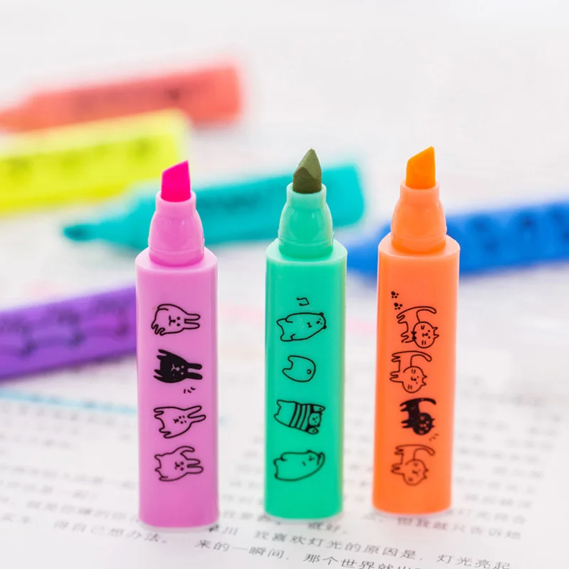 8 шт./компл. милый маркер кавайные ручки канцелярские школьные принадлежности Papelaria написание школьные принадлежности