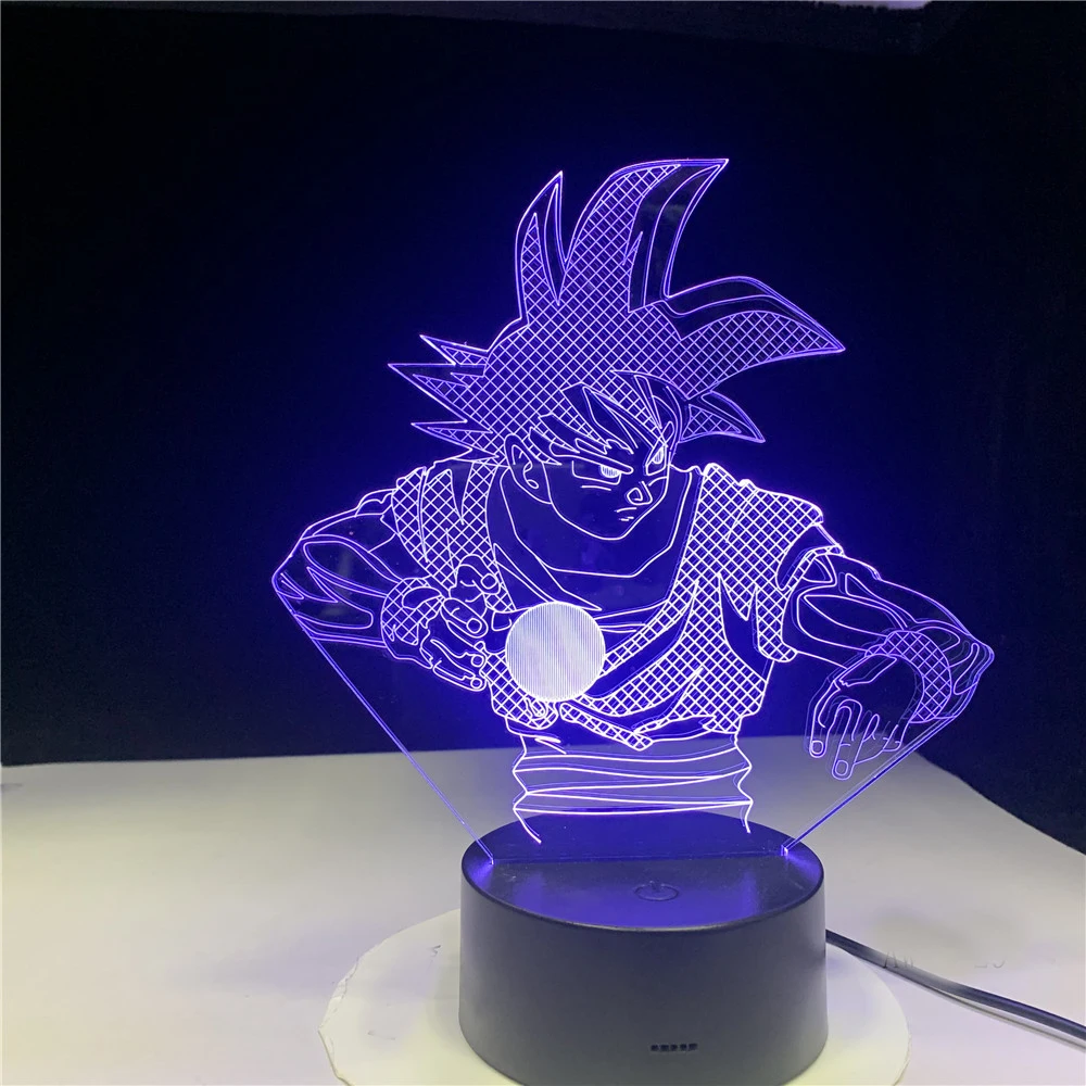 Светодиодный ночник Dragon Ball Z Goku рисунок Каме хаме Ha 3d лампа украшения в спальню Детский подарок на день рождения для детей Новинка свет Saiyan