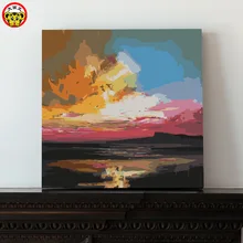 Картина по номерам художественная краска по номеру заполняющая цвет область украшения ручной работы подарок абстрактное небо поле великолепный закат площадь