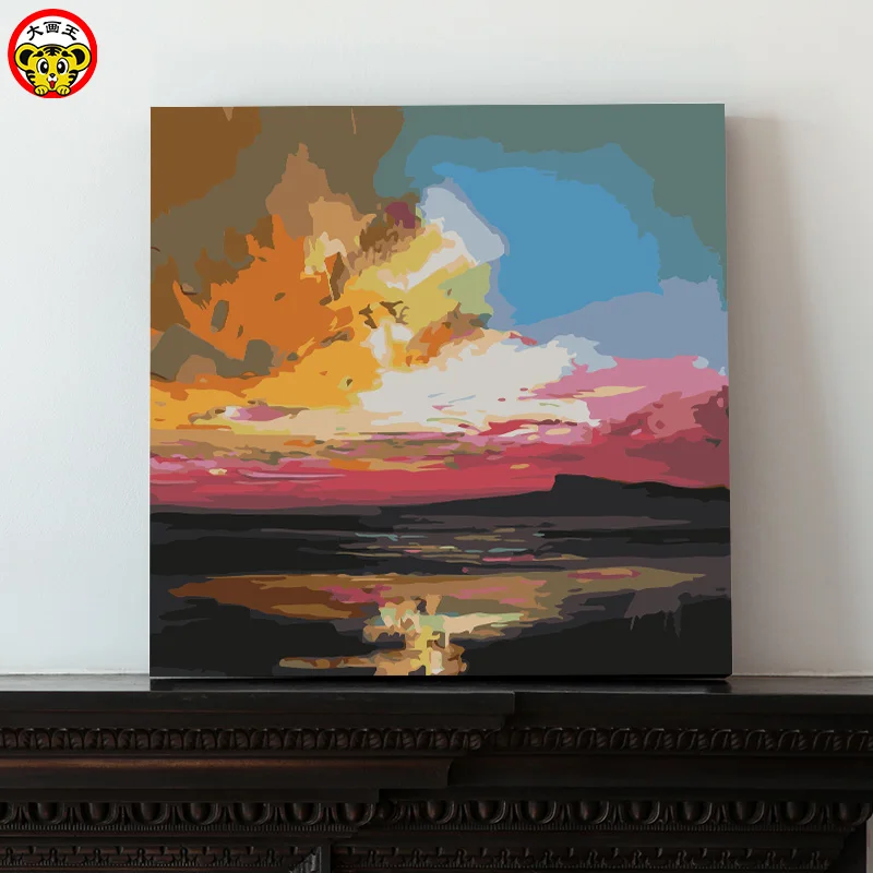 

painting by numbers art paint by number Fill color smear area handmade decoration gift abstract sky field gorgeous sunset square