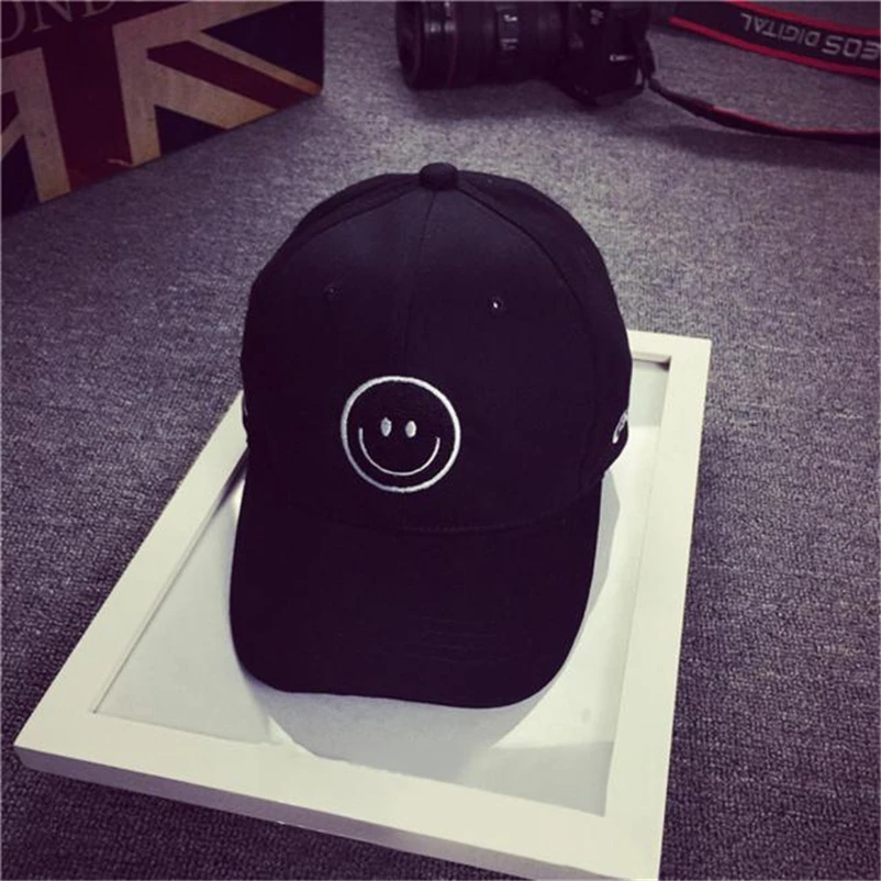 

Fashion Mens Hat Smile Face Embroidery Cotton Baseball Cap Unisex Boys Girls Snapback Hip Hop Flat Hat Snapback Casual Caps