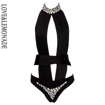

LOVE & LEMONADE Changeable Beaded Straps Bodysuits Black/Blue TB 9315