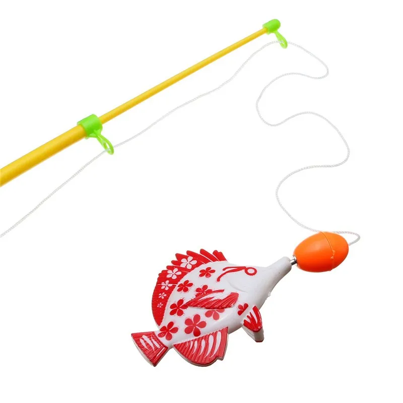 Набор из 7 предметов, магнитная игрушка для рыбалки, 1 стержень, 6 шт., 3D Рыба, детские игрушки для ванной и удочки для рыбалки на открытом воздухе, забавные и спортивные игрушки для рыбы, подарок