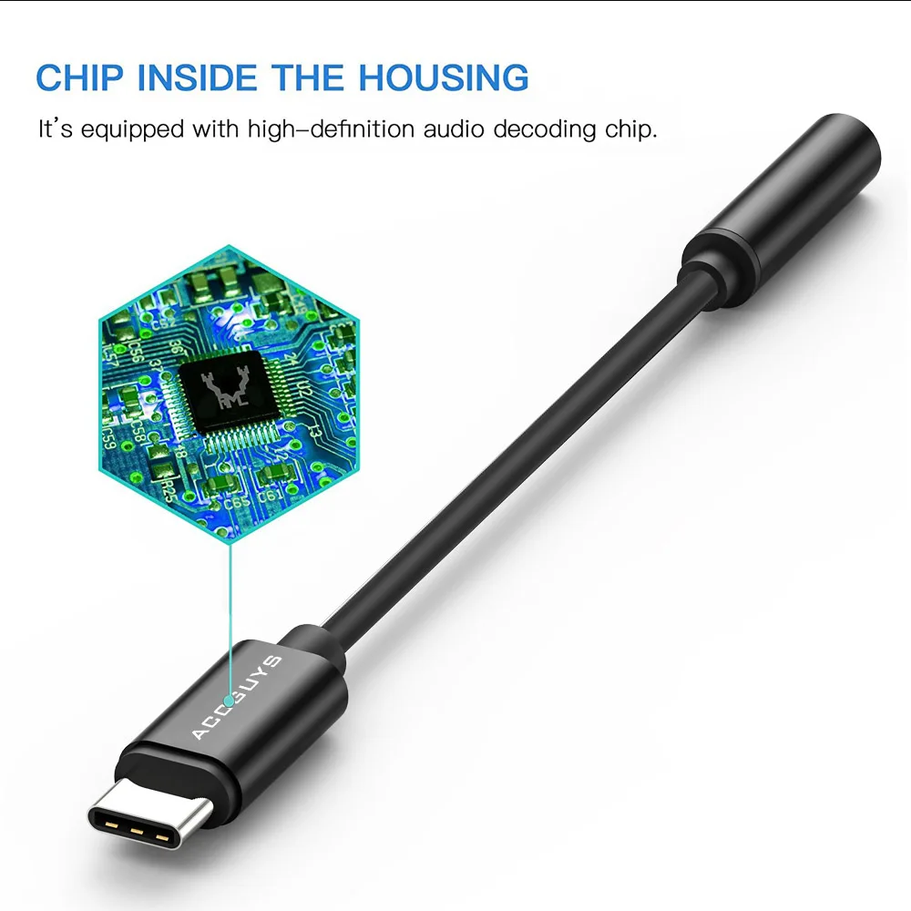ACCGUYS Тип C до 3,5 мм наушники Aux аудио кабель адаптер звук чип DAC конвертер для samsung Galaxy Note 8 huawei P20