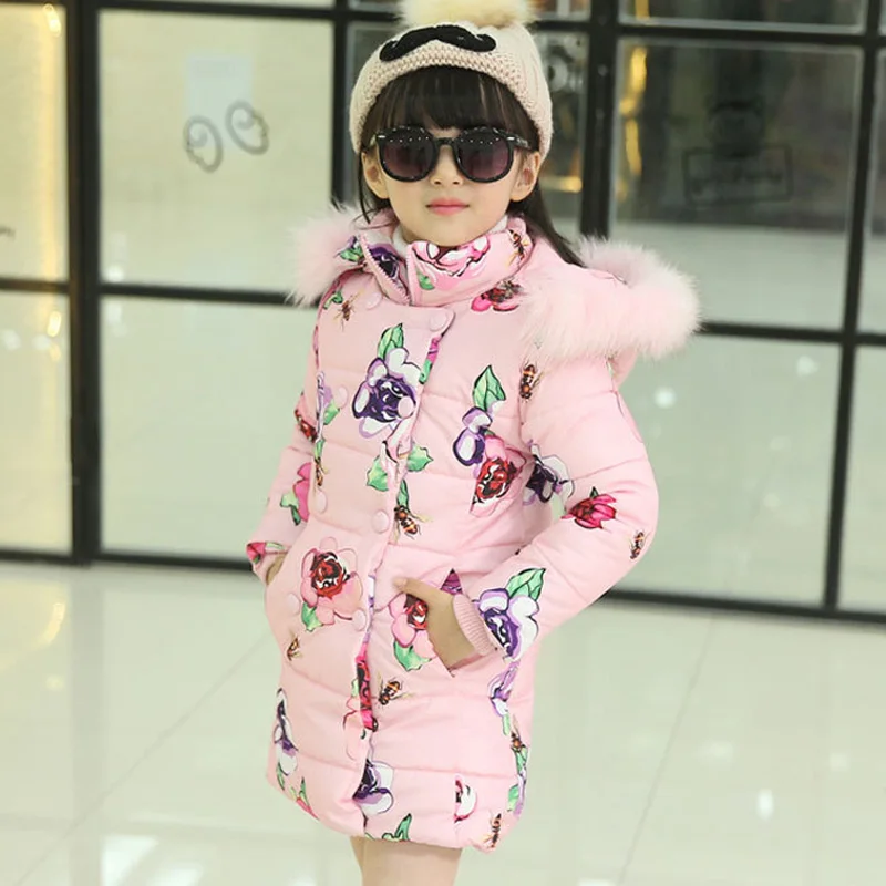 Новые детские зимние пальто для девочек, одежда толстые теплые пуховики для девочек, пальто Длинная Стильная хлопковая верхняя одежда для детей, куртка - Цвет: Pink