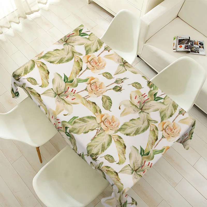 

Rose Pattern Tablecloth Nordic Style Cotton Linen Tablecloth Picnic Party Restaurant Decoration Table Cloth Home Textile