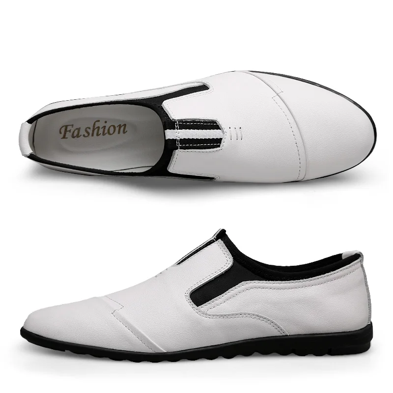 Da Britânicos Coreano Preto branco Primavera Tendência Dos Couro Respirável Jovens De Casuais Moda Homens Sapatos awatO1cqR
