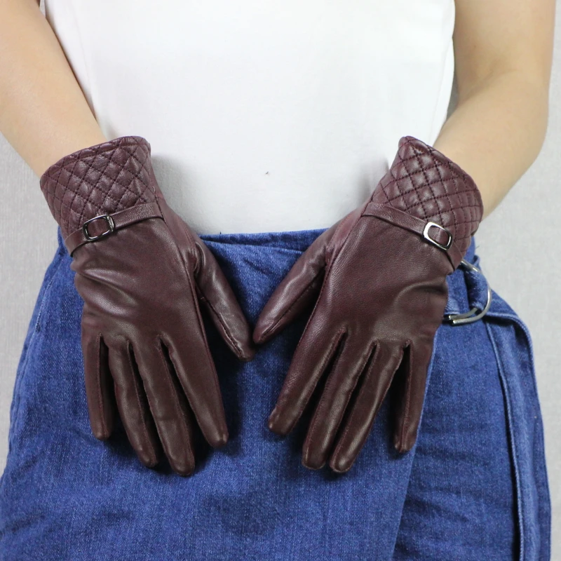 Зимние кожаные перчатки для женщин, модные перчатки с меховой подкладкой, женские теплые перчатки, женские перчатки оптом