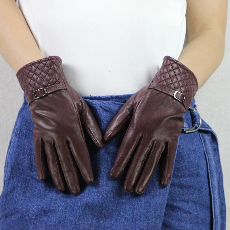 

2018 Winter Leather Gloves for Women Fashion Gloves Fur Lined Mittens Ladies Warm Gloves Faintion Women Hand Gloves Wholesale