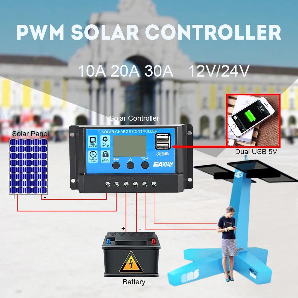 Устройство управления солнечной батареей 12 В/24 В 60 А 50 40 30 20 10 А|solar controller|pwm solarsolar