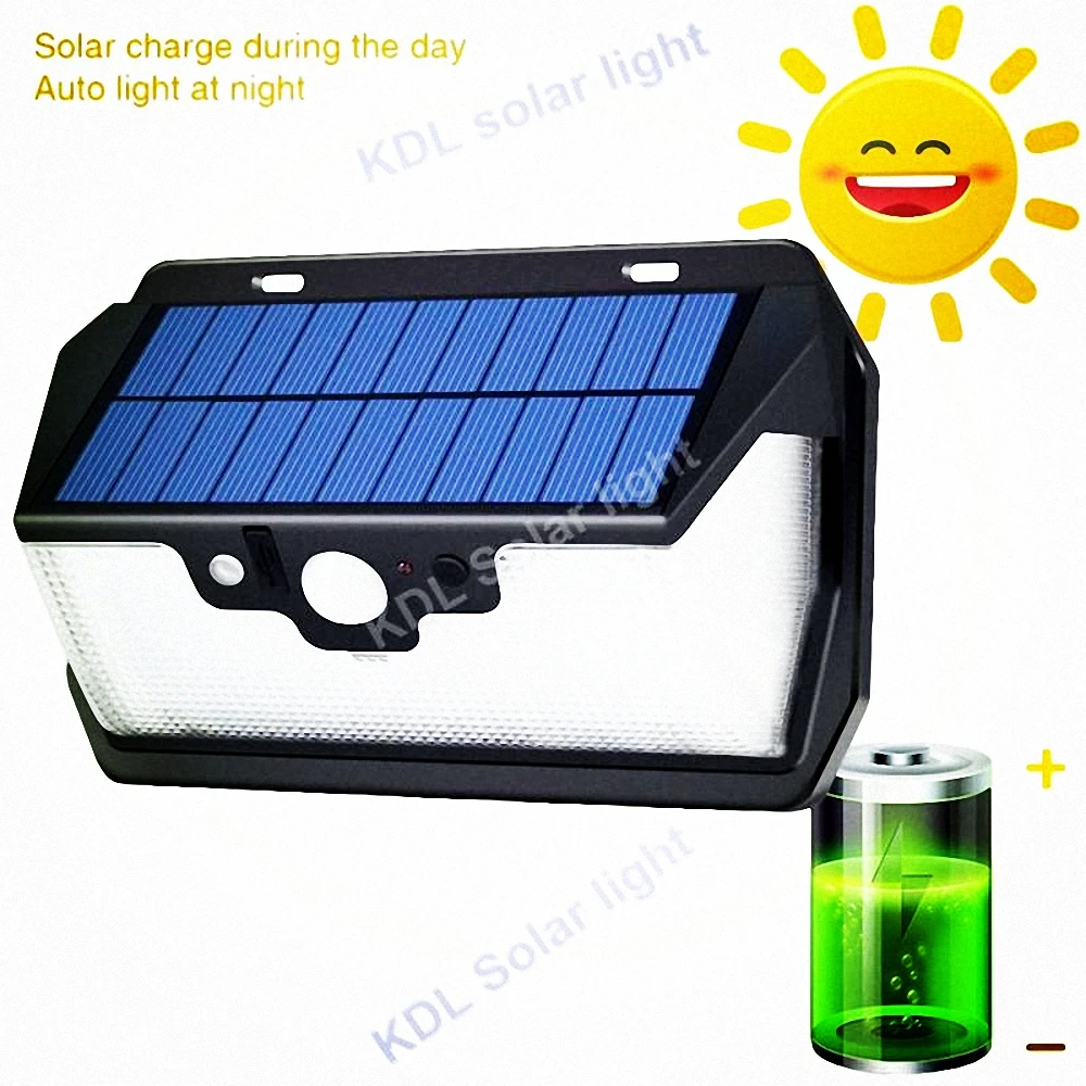 

55 LED 900lm Solar Light remote control radar smart 3 side lighting Super Bright LED 5W Wate camp street wall lamp yard camp g