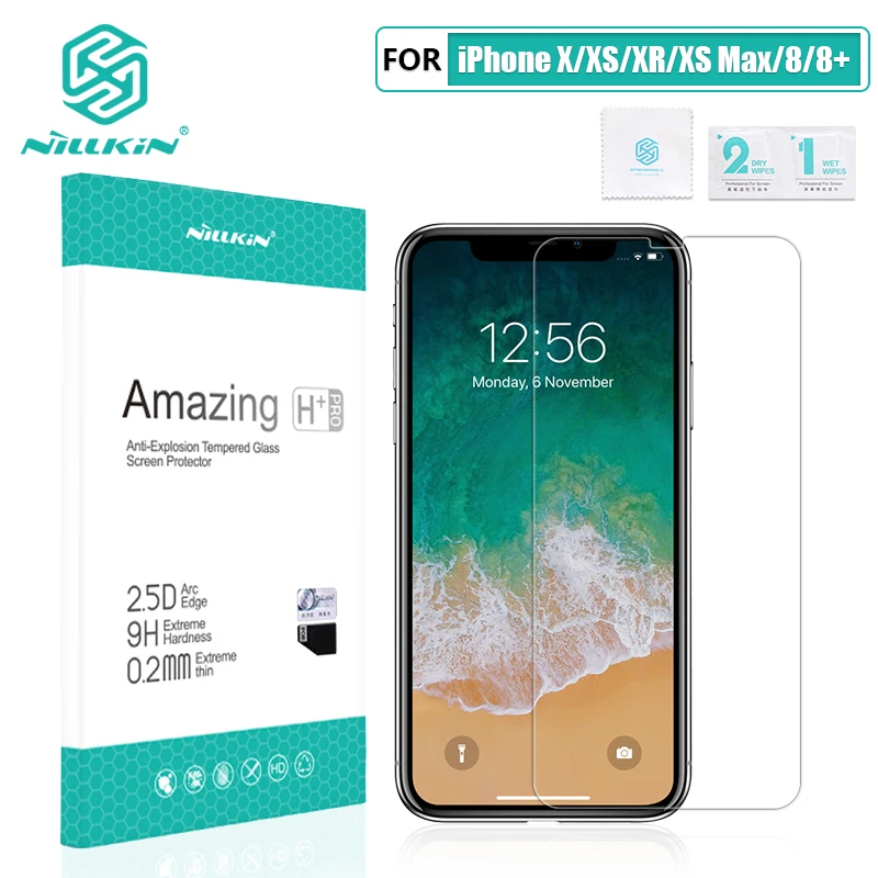 Для iPhone X/XS/XR/XS Max/8 Plus Защитное стекло NILLKIN Amazing H/H+ PRO 9H 2.5D Arc 0,3 мм закаленное защитное стекло