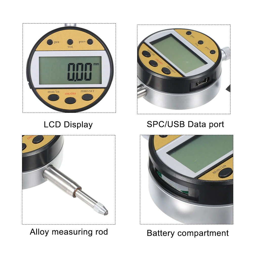 Индикатор цифрового набора измерительный индикатор с ЖК-экраном USB интерфейс измерения позиционирования допуск обнаружения набора компаратора