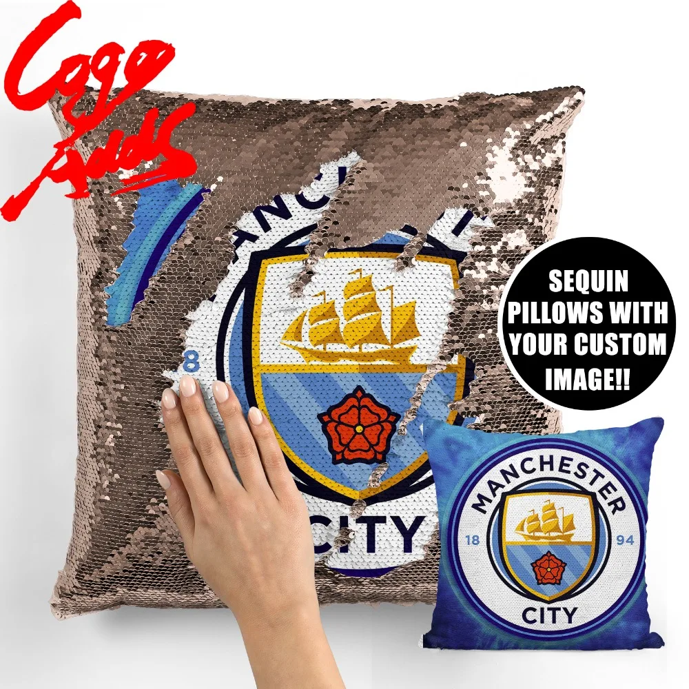 

Manchester City pillow covers decorative pillow cover 40*40 sequin magic pillow