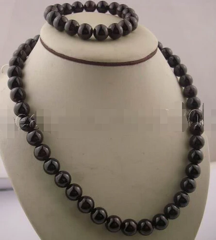 

shippingWOW!!! charming 10mm GARNET necklace&bracelet jewelry (A0503)
