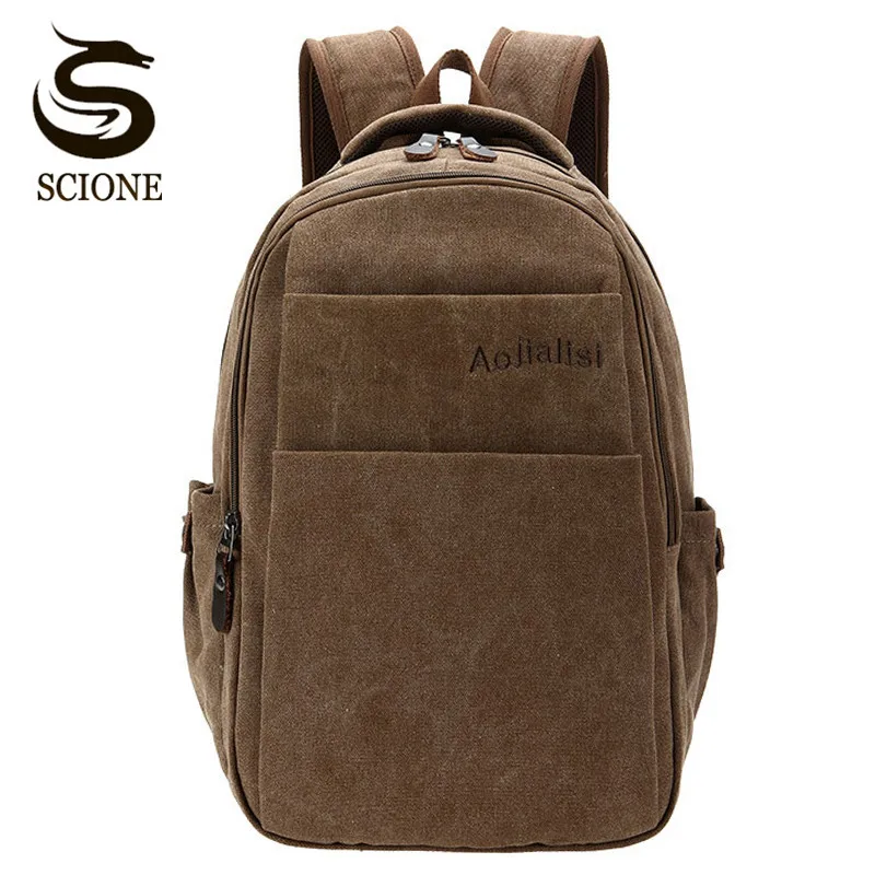 

Scione Casual Men Canvas Backpack Mens Vintage Student School Bag Pack Big Capacity Laptop Rucksack Retro Canvas Travel Backpack