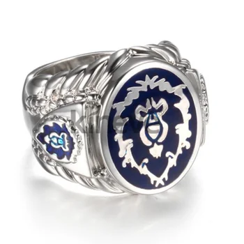 

World of Warcraft alliance Ring Mens domineering personality exaggeration ring pop punk Club Titanium ring size 7-13