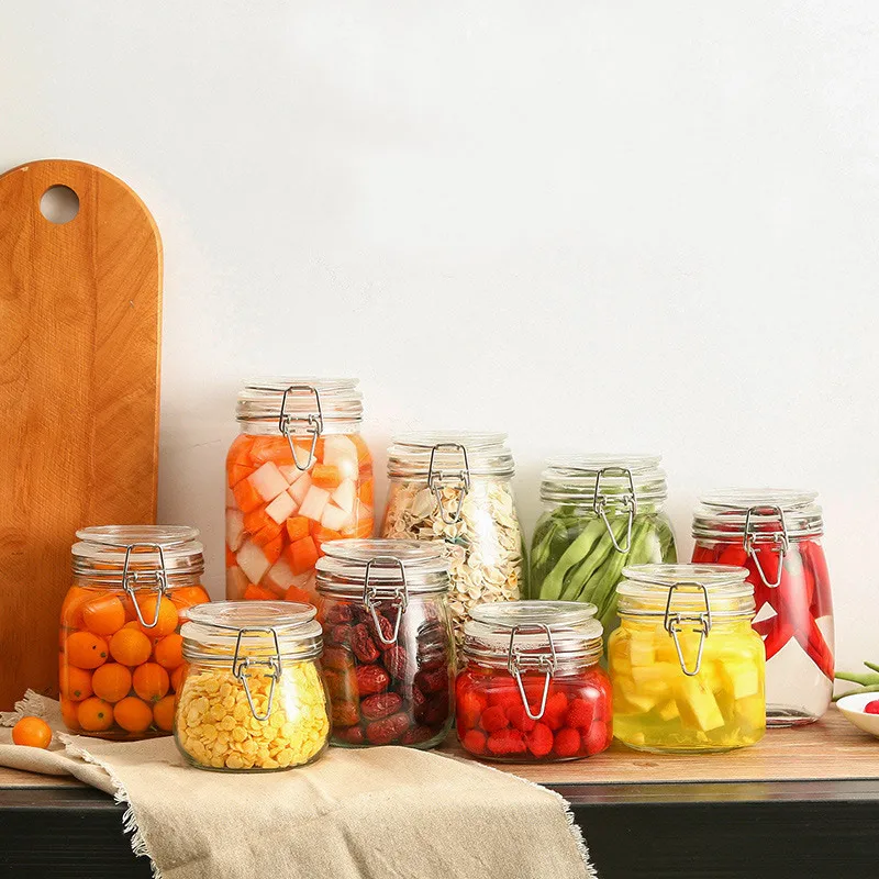 1Pc Transparent Glass Sealed Food Storage Bottle Jar