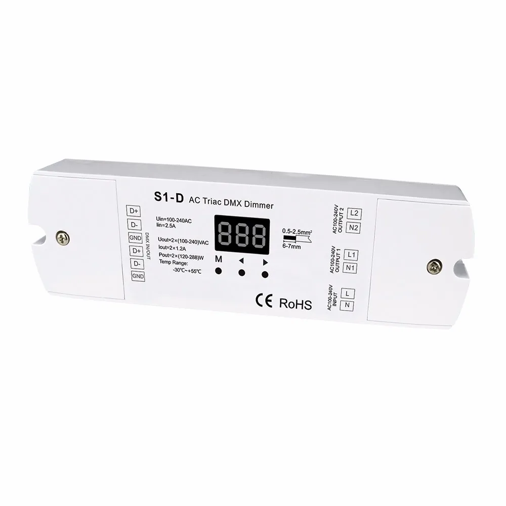 5 шт. оптовая продажа Φ AC Triac DMX диммер Входное напряжение: 100 240VAC Выходное 2 x 100-240VAC |