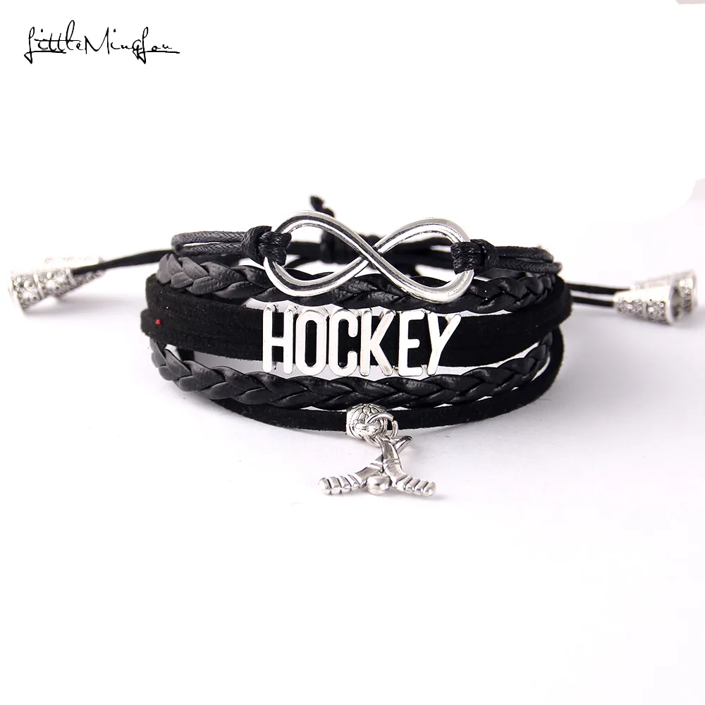 Маленький MingLou, 5 цветов, бесконечный хоккейный браслет, хоккейный Шарм, регулируемый ремешок с кисточкой, мужские браслеты и браслеты для женщин, ювелирные изделия - Окраска металла: 4184a