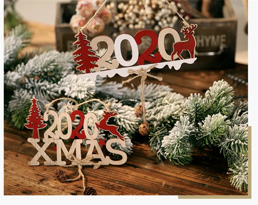 Новогодняя табличка с алфавитом, рождественские полые украшения, подвесная подвеска на дверь, рождественские украшения, деревянная подвеска