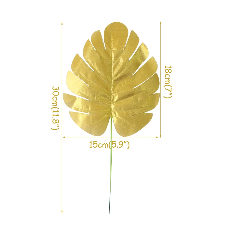 5pcs Artificial Plants Monstera Palm Tropical Plant Gold Leaves for Home DIY Decor Wedding Party Hawaiian Luau Party Decorations