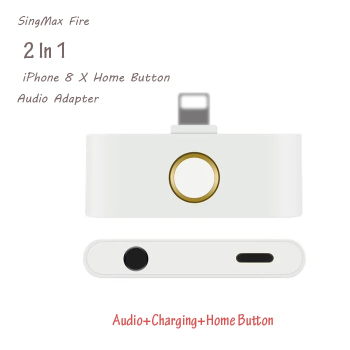 Goede Voor iPhone X XR XS 8 Ipad iOS 12 11 10 Home Button Audio Adapter Hoofdtelefoon Converter Ondersteuning Home Key audio 3.5mm Jack en Lis