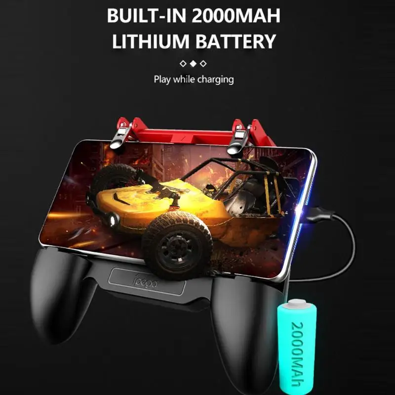 PG-9123 Телескопический мобильный геймпад джойстик L1R1 триггер контроллер для PUBG w/Вентилятор охлаждения power Bank для iPhone Android gaming