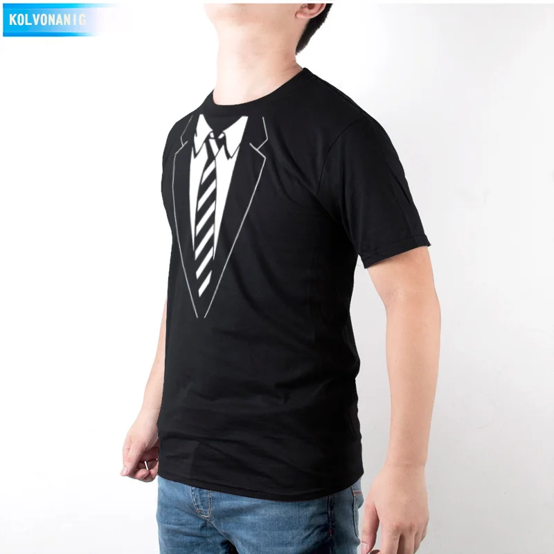 KOLVONANIG 2019 Summer New Men T Shirts Fake Suit Tie Funny Print T-Shirt Men O-Neck Top Tees Short Sleeve Casual Men's Tshirts