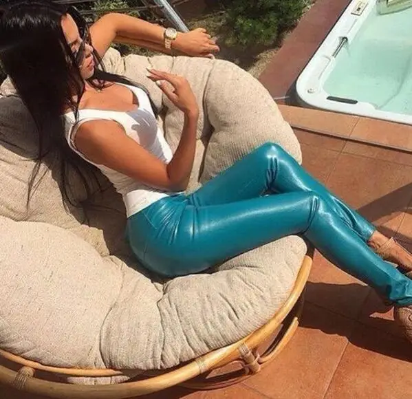 

Pantalon Mujer Leather Pants Real Skinny Faux Fashion Pantalones Mujer Spring New Women's Feet Plus Pu Leggings Solid Color