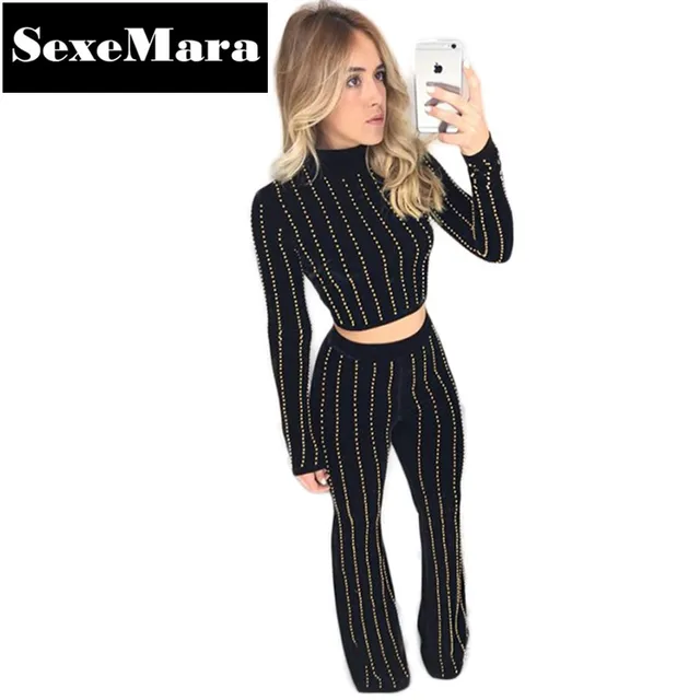flared sequin jumpsuit
