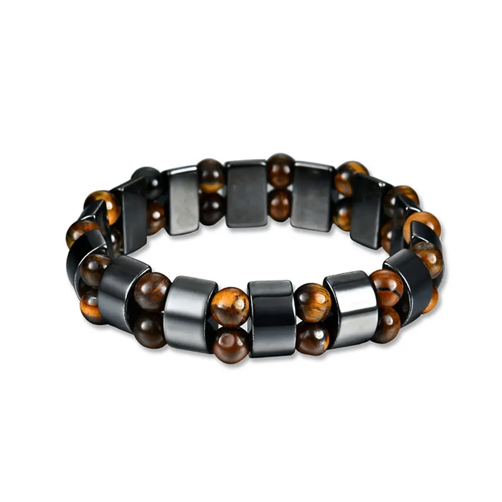 

Natural Black Stone Magnetic Bracelet Health Care Magnetic Bangle Stretchy Unisex Bracelet For Men Women
