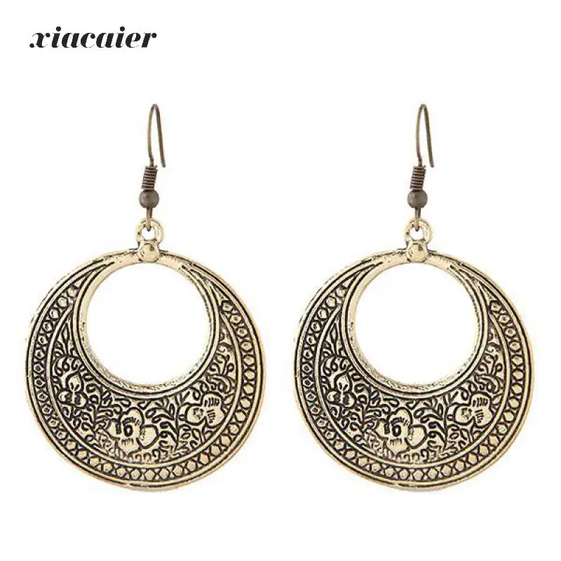 

Xiacaier Women Vintage Earrings 2019 Ethnic Hollow Flower Gypsy Dangle Earrings Indian Jewelry Trible Earring Accessories Brinco