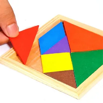 

New Children Mental Development Tangram Wooden Jigsaw Puzzle Brain Teaser Educational Toys For Kids 11.3*11.3cm
