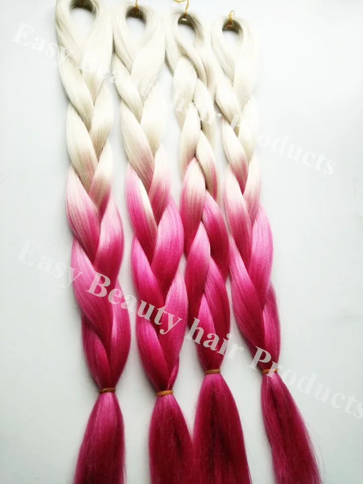 Blonde Pink Ombre Synthetic Hair 100 Kanekalon Jumbo Braid Two