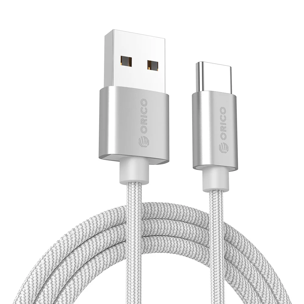 ORICO USB кабель для samsung S8 usb type C кабель зарядного устройства для huawei Mate9 10 P9 10 Xiaomi кабель для мобильного телефона 3A type-C кабель - Цвет: Серебристый