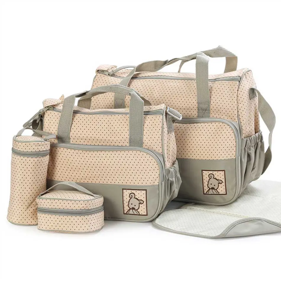 5 шт./компл. уход за ребенком Многофункциональный рюкзак из узорчатой ткани пеленки сумки большой емкости мать рюкзак для матерей младенческой подгузник сумка