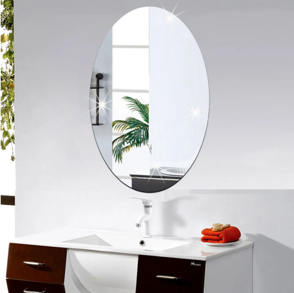 

Home Decoration Mirror Wall Sticker Oval Self Adhesive Room Decor Stick On Art Decor Europe Wall Sticker