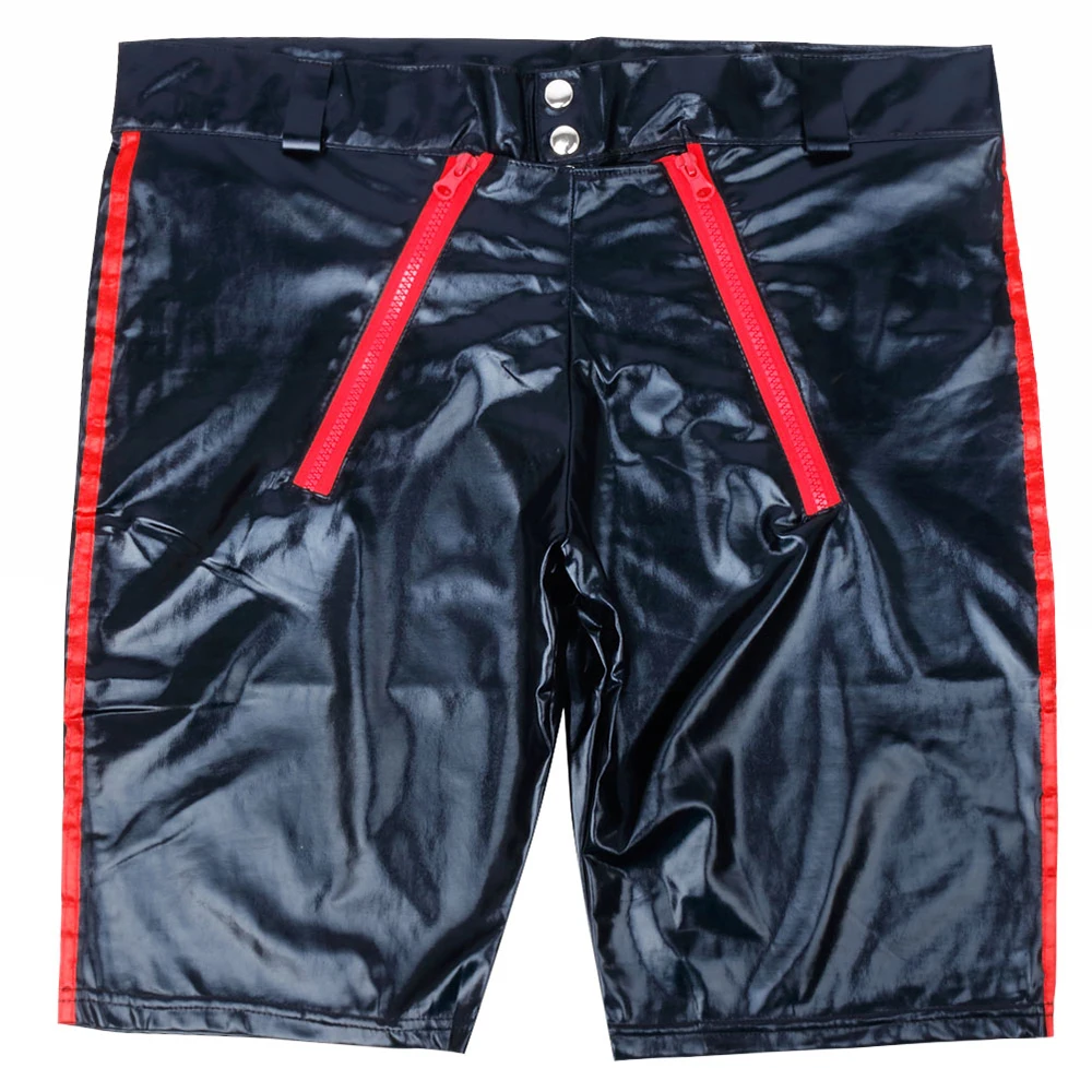best casual shorts for men iiniim Sexy Men Patent Leather Wetlook Moto Sexy Boxer Shorts Lingerie Opened with Zipper Night Parties Clubwear Shorts smart casual shorts mens