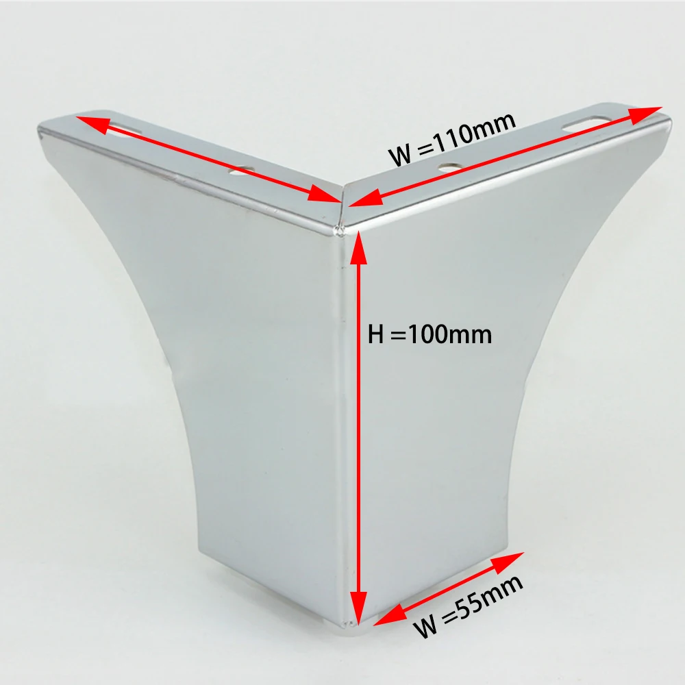 Упаковка из 4 шт.) Хромированная Мебель подставка ножки железная отделка шкаф стол диван кровать ноги H = 100 мм