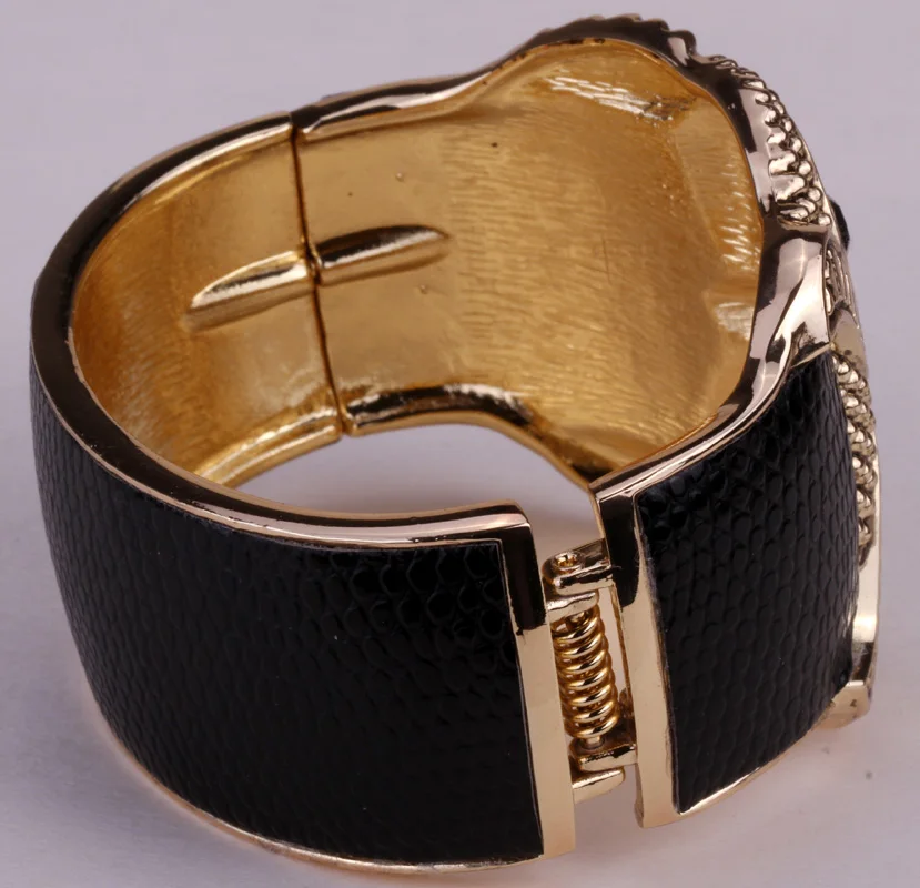 Браслет с совой для женщин белый черный кожаный антикварный золотой цвет FT25