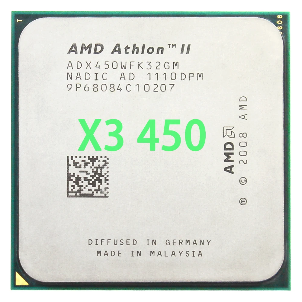 AMD Athlon II X3 450 3.2 جيجا هرتز ثلاثية النواة معالج وحدة المعالجة المركزية ADX450WFK32GM المقبس AM3 938pin AMD Athlon II X3 450 3.2 جيجا هرتز ثلاثية النواة معالج وحدة المعالجة المركزية ADX450WFK32GM المقبس AM3 938pin